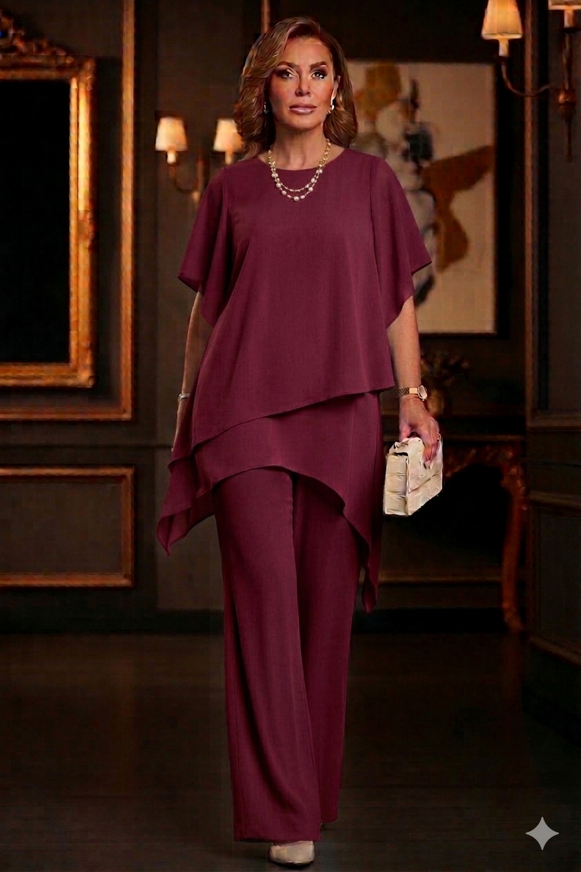 Ensemble Élégant Mousseline Irrégulière