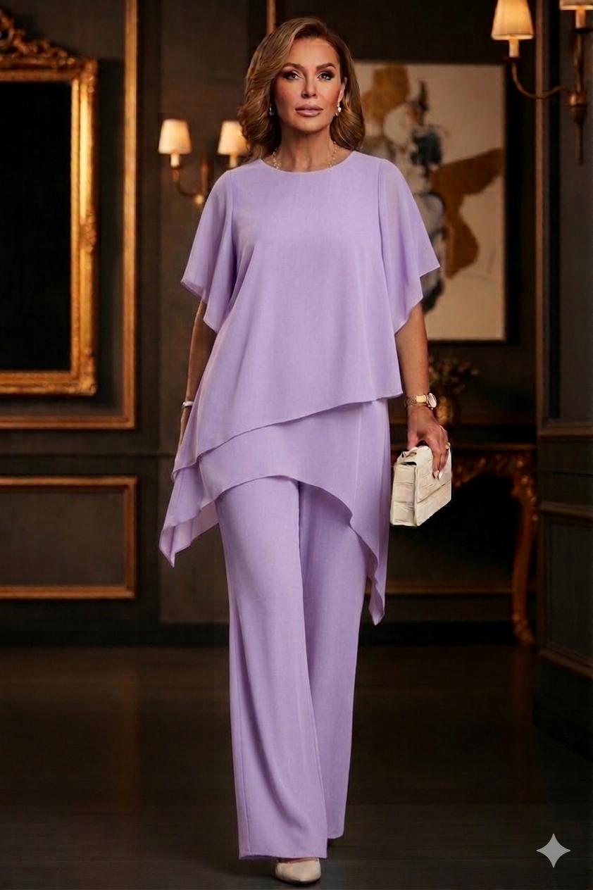 Ensemble Élégant Mousseline Irrégulière