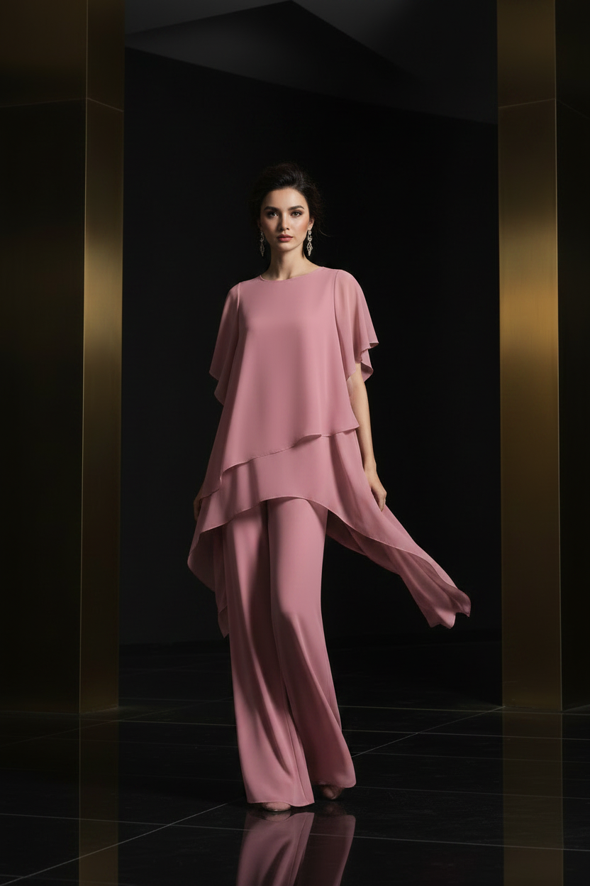 Ensemble Élégant Mousseline Irrégulière