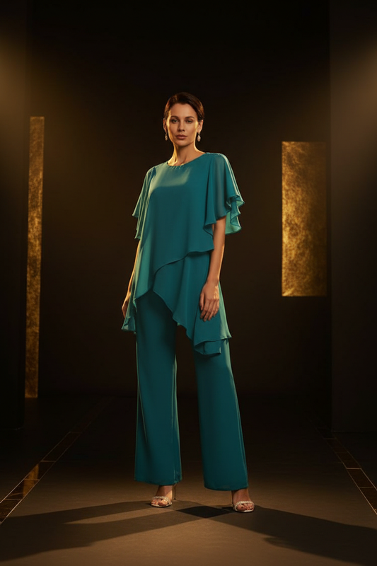 Ensemble élégant en mousseline - Aqua Blue